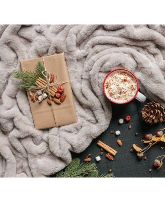 Premium Ruched Faux Fur & Mink Reversible Blanket, Throw