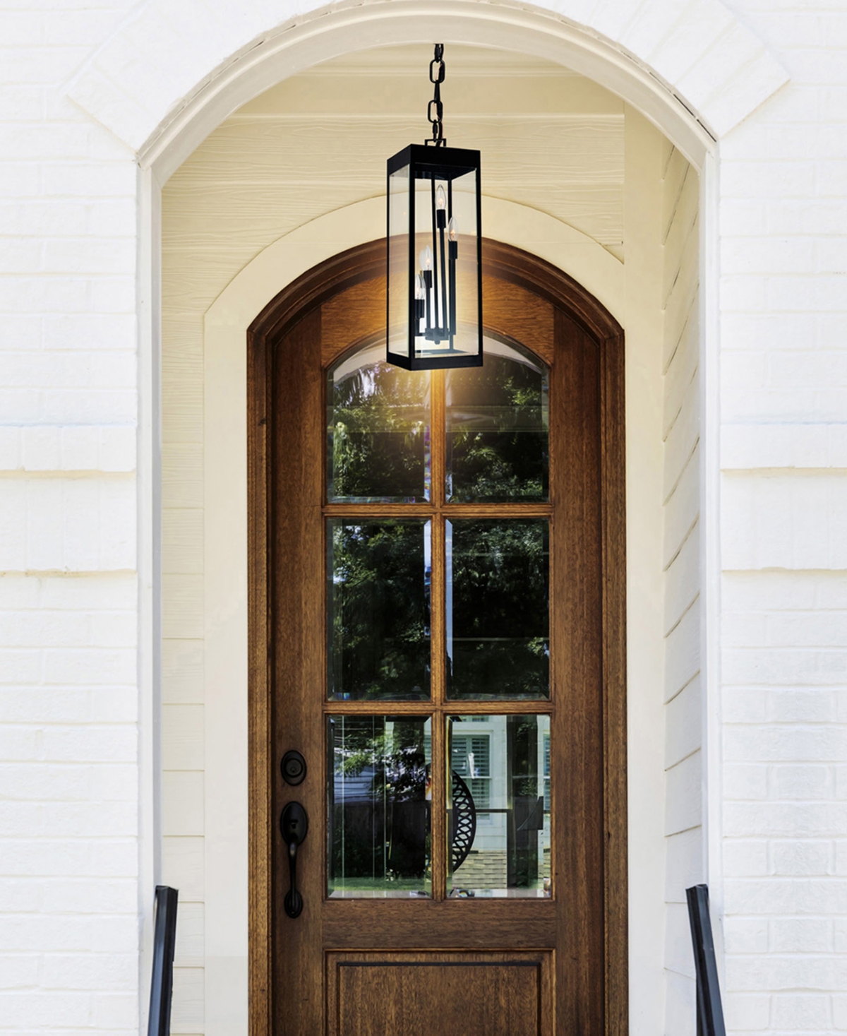Shop Cwi Lighting 23.5" Metal Windsor 4 Light Outdoor Ceiling Light In Black
