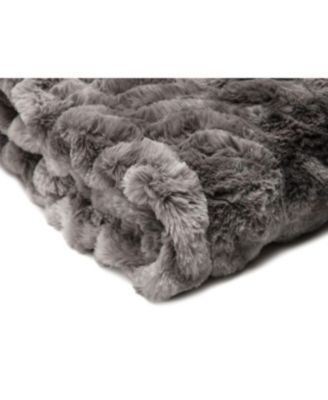 Premium Ruched Faux Fur & Mink Reversible Blanket, Throw