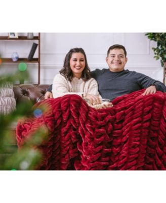 Premium Ruched Faux Fur & Mink Reversible Blanket, Throw