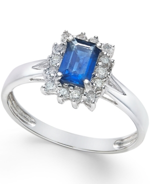 image of Sapphire (5/8 ct. t.w.) and Diamond (1/5 ct. t.w.) Ring in 14k White Gold