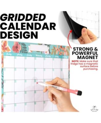 Magnetic Whiteboard Calendar Kit – Includes Notepad, 4 Markers & Eraser for Fridge