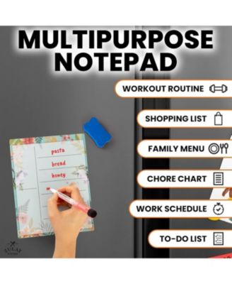 Magnetic Whiteboard Calendar Kit – Includes Notepad, 4 Markers & Eraser for Fridge