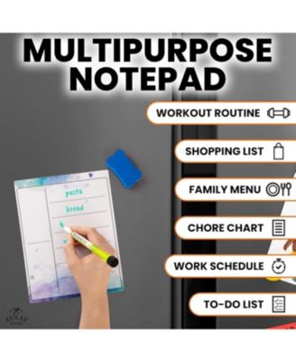 Magnetic Whiteboard Calendar Kit – Includes Notepad, 4 Markers & Eraser for Fridge