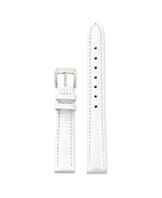 Ladies Stitched Calfskin Leather Band in 20mm White
