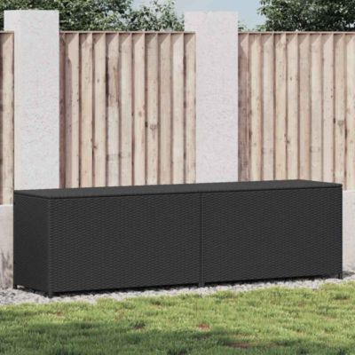 Storage Chest Black Poly Rattan, Powder-Coated Steel Large