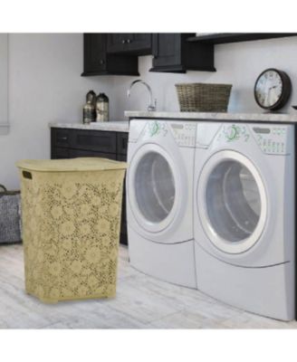 Elegant Lace Hamper 50 L Beige Laundry Hamper &amp; Organizer