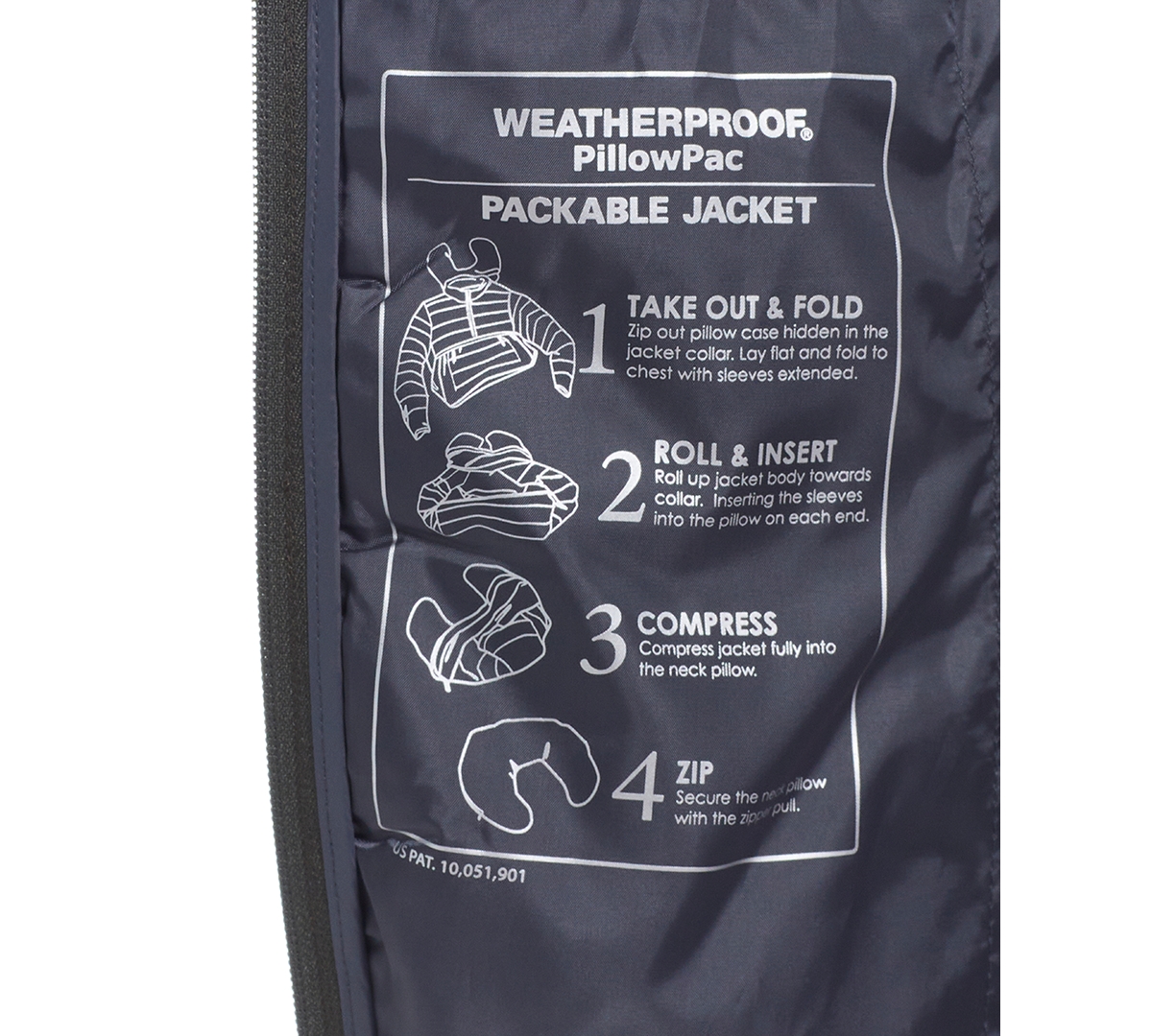 Weatherproof Men's Packable Neck Pillow Zip-Front Quilted Jacket