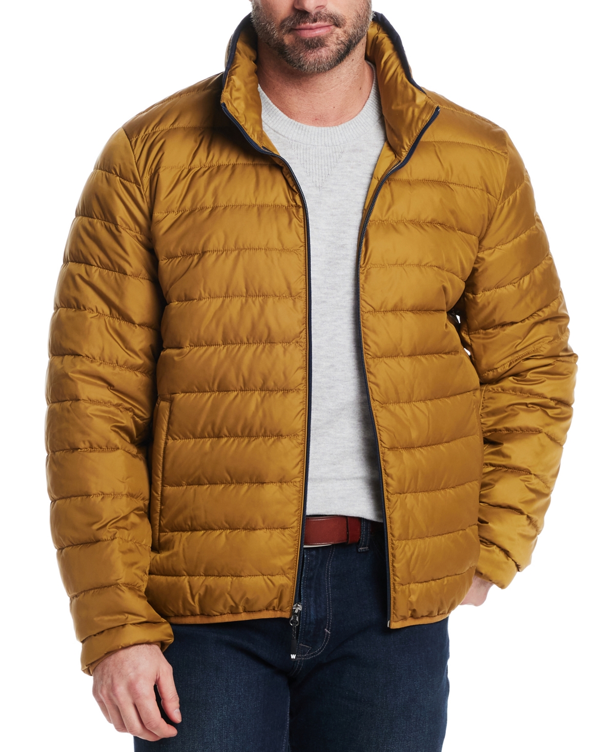 Weatherproof Men's Packable Neck Pillow Zip-front Quilted Jacket In Mustard