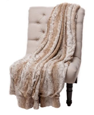 Premium Faux Fur Ombre Throw Blanket - Super Soft, Lightweight Minky Blanket with Fuzzy Sherpa Side - 50" x 65” - Gray