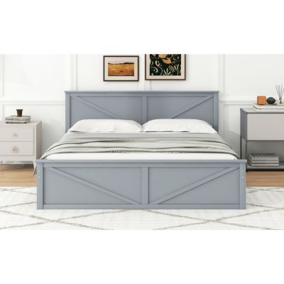 Streamdale Gray King Platform Bed with 4 Drawers