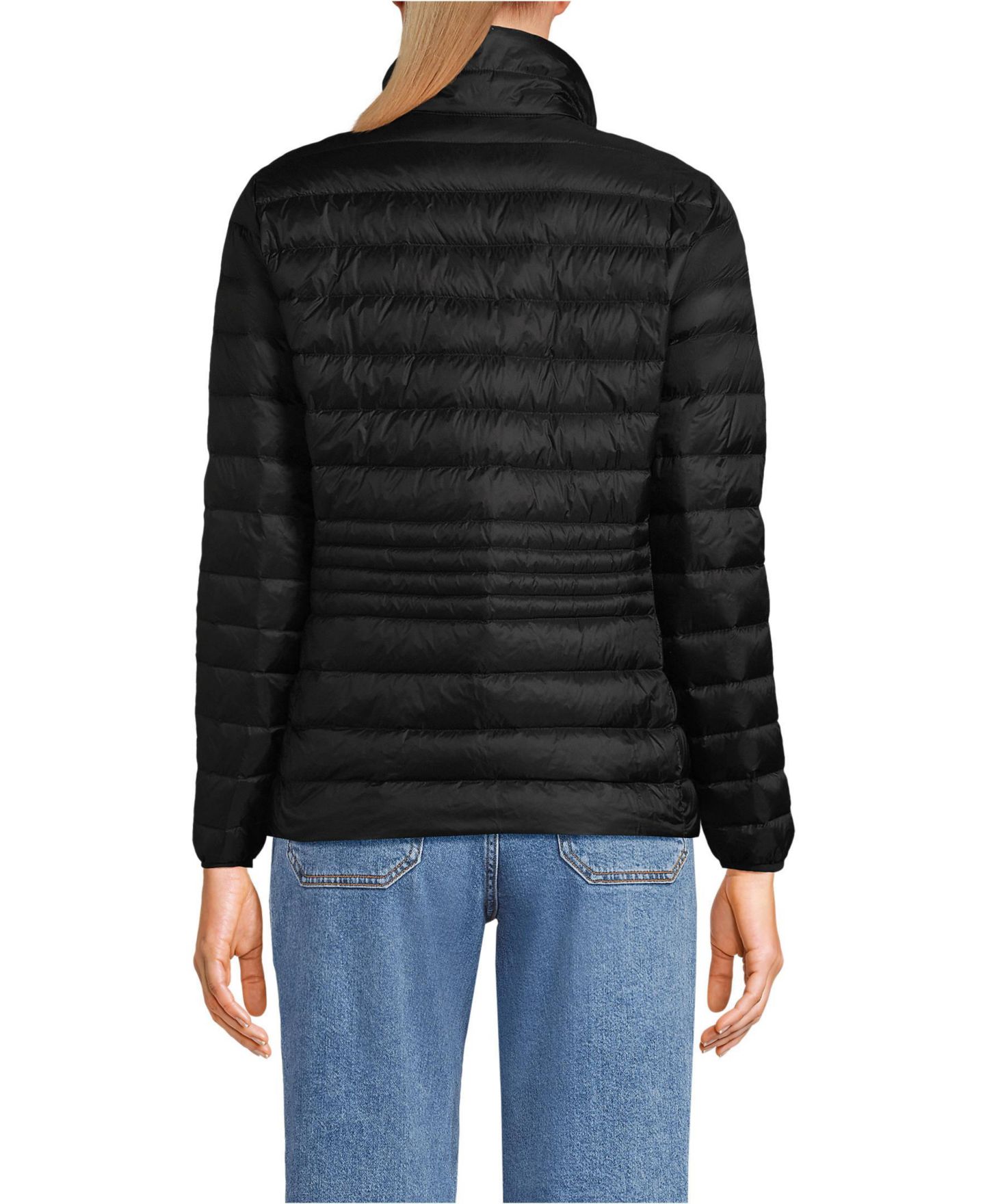 Женская куртка Lands' End Wanderweight Packable Down, цвет: Чёрный — фото 2