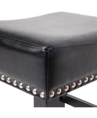 26" Backless Leather Counter Stools, 2-Pcs Set, Black