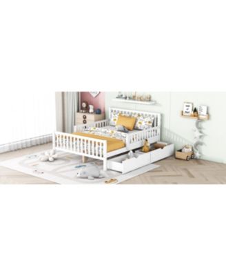 Streamdale Pink Platform Bed with Guardrails and Drawers