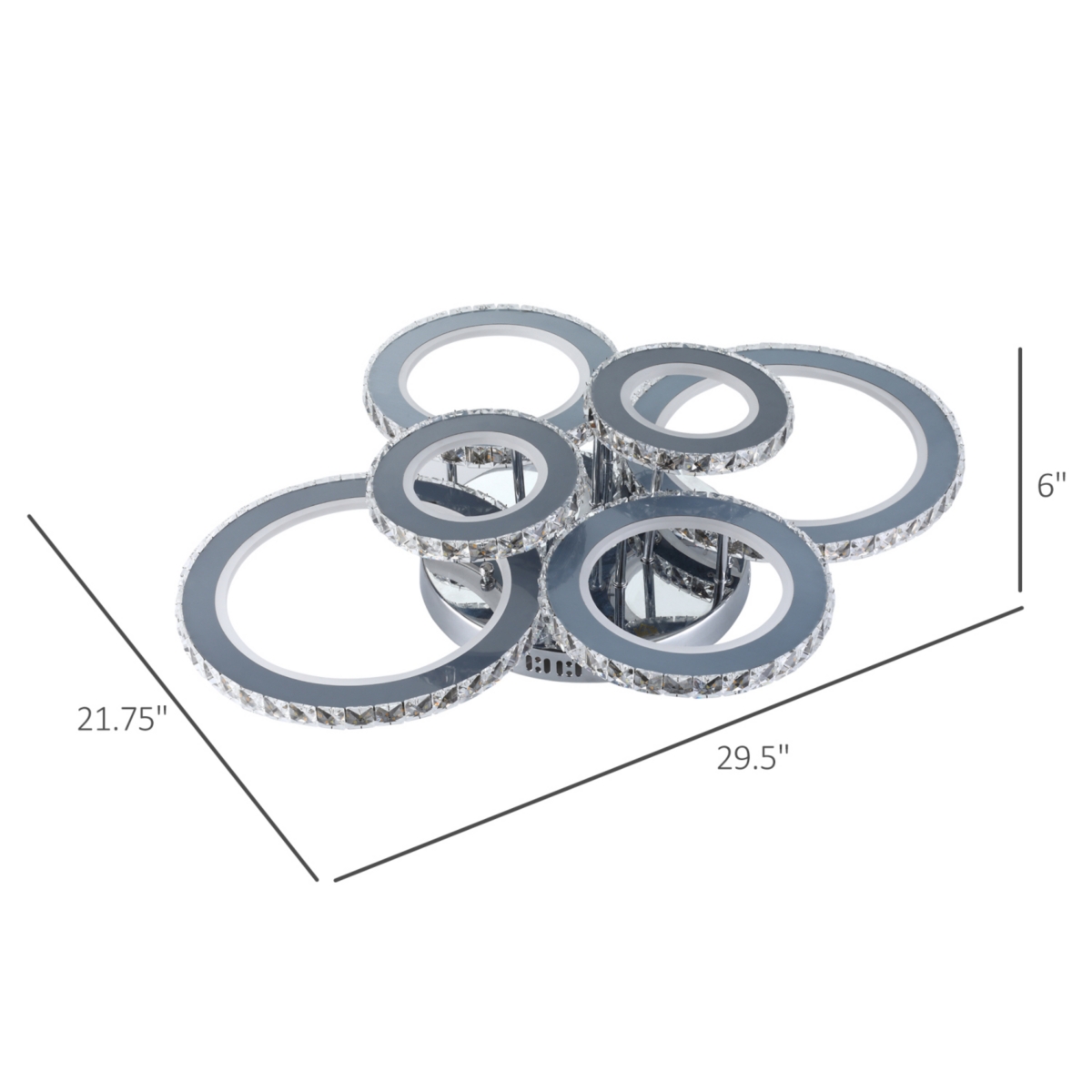 Streamdale Furniture Led Hanging Chandelier Lighting Fixture w/ 6 Rings & 50,000 Hour Lifespan