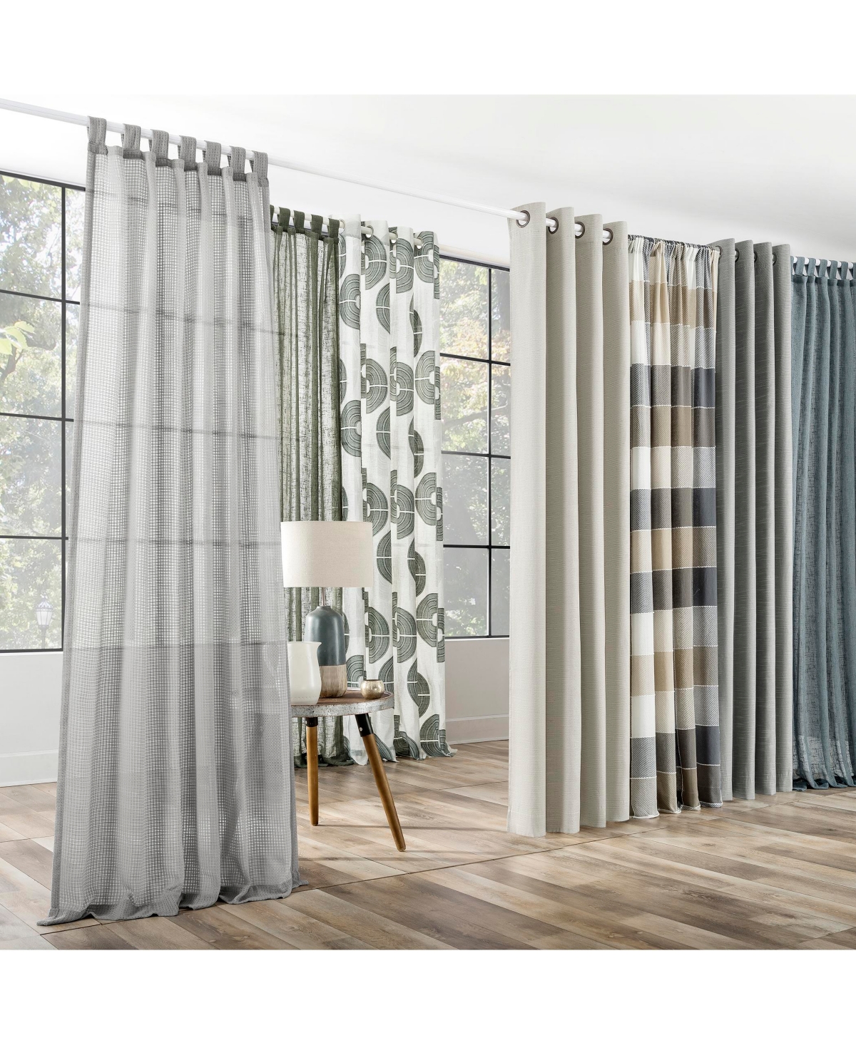 Burlap Weave Linen Blend Tab Top Curtain