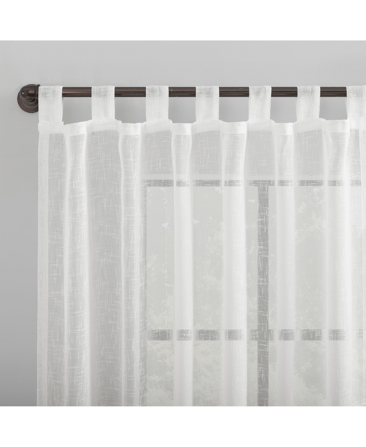 Burlap Weave Linen Blend Tab Top Curtain