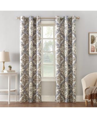 Regina Floral Watercolor Room Darkening Grommet Curtain Panel