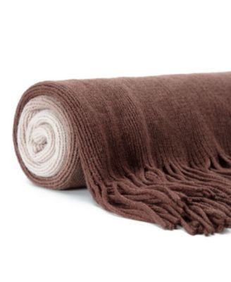 Premium Gradient Ombre Super Soft Acrylic Throw Blanket with Tassels, 50x65 Inches