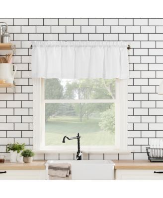 Martine Microfiber Semi-Sheer Rod Pocket Kitchen Curtain Valance and Tiers Set