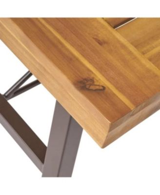 Streamdale Acacia Wood Coffee Table, Teak and Metal, 45.75"W x 27.25"D