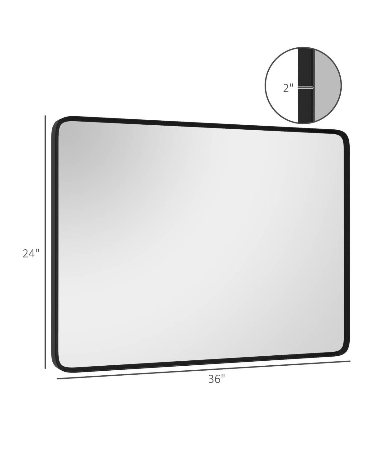 Streamdale Furniture 36 x 24 Inch Wall Mirror: Aluminum Frame, Decorative, Horizontal/Vertical