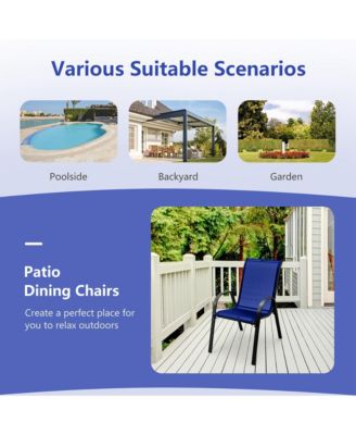Set of 4 Patio Dining Chairs Stackable Armrest Space Saving Garden