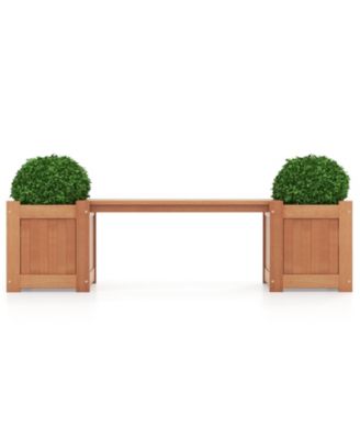 Wood Planter Box with Bench for Garden Yard Balcony