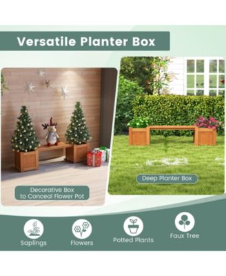 Wood Planter Box with Bench for Garden Yard Balcony