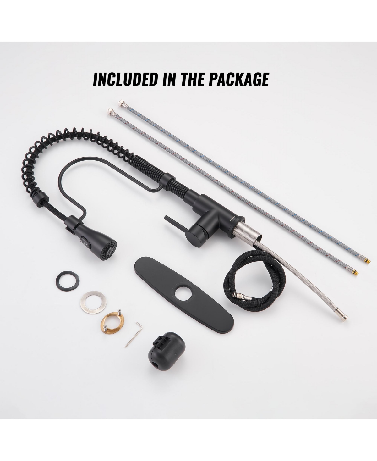 Casainc 1.8 Gpm Spring Neck Pull Down Kitchen Faucet with Deck Plate