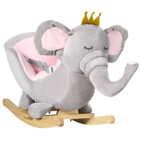 Детские игрушки Streamdale Furniture Infant Elephant Plush Rocking Chair with Sound and Safety Belt, Ages 18-36 Months