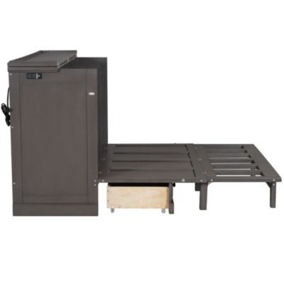 Streamdale Solid Pine Murphy Bed Chest Charging Station, Storage