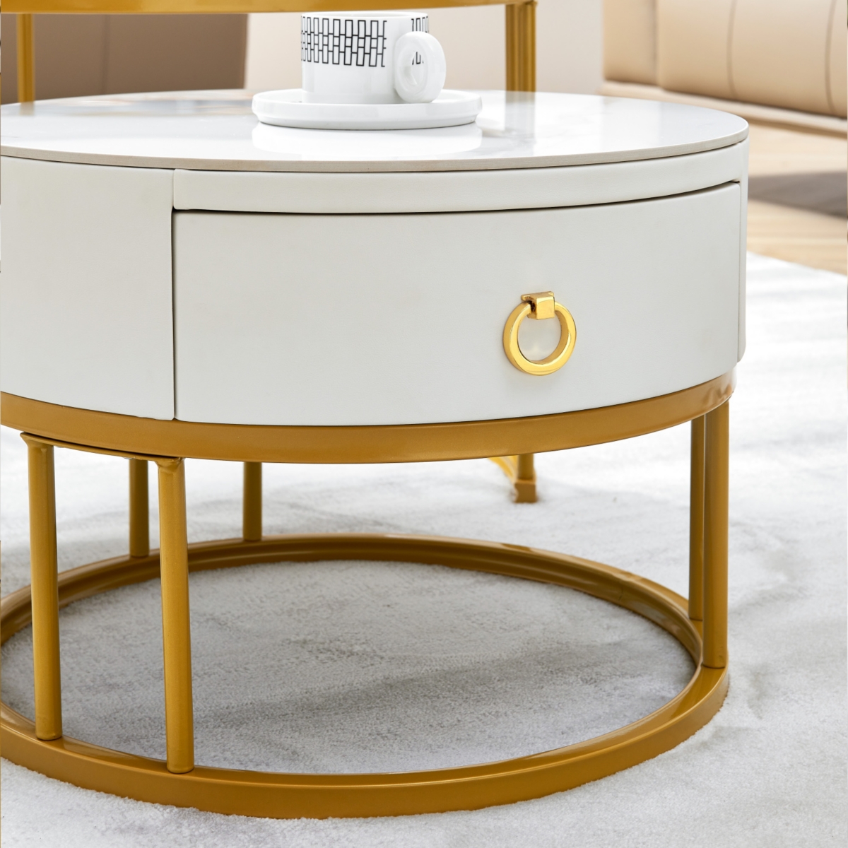Streamdale Furniture Marble Nested Coffee Table Set - Gold