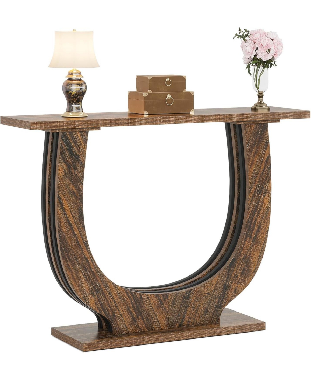 Tribesigns Farmhouse Console Table, Wood Entry Table with Sturdy Geometric Base, Narrow Long Sofa Table Behind Couch Accent Foyer Table for Ent
