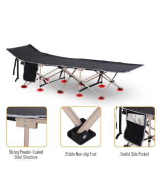 Folding Camping Cot for Adults with Storage
