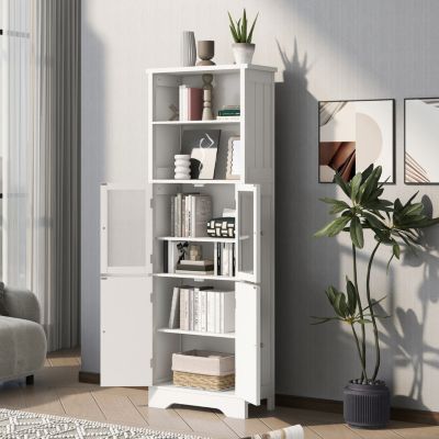 Tall White Storage Cabinet for Various Rooms