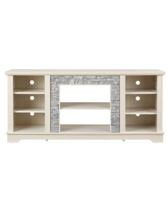 Mantel Stone TV Media Stand with Faux Stone Surround