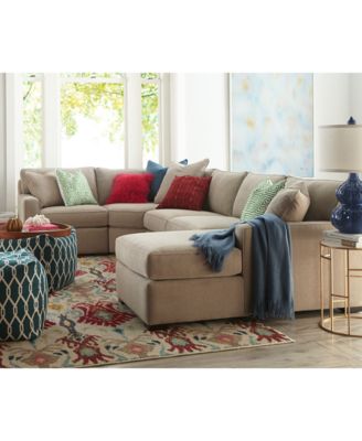 Radley Fabric 6-Piece Chaise Sectional with Wedge, Created for Macy&#39;s