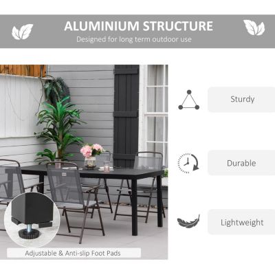 75" Outdoor Dining Table for 8, Aluminum Frame, Faux Wood Top
