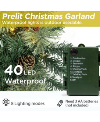 Christmas Garland with 40 Light and Pine Cones Berry Clusters 6ft