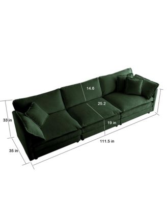 Comfy Modular Oversized L-Shaped Sectional Sofa with Ottoman (Green)