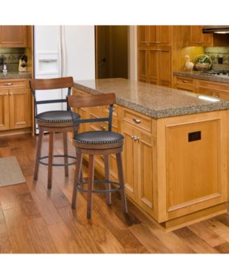 Set of 2 rubberwood 25.5-in Swivel Counter Height Bar Stools