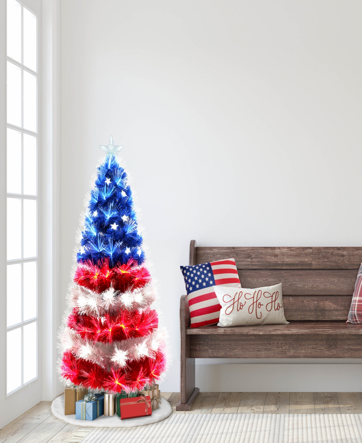 Puleo Fiber Optic Led Patriotic Tree 4ft