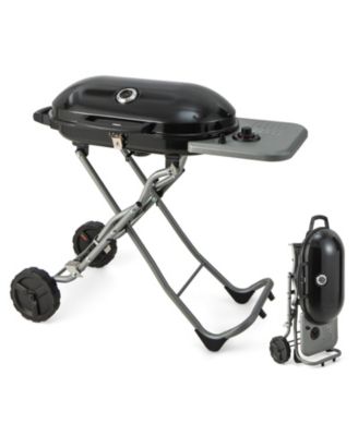 15000 BTU Portable Propane BBQ Grill with Wheels and Side Shelf-Black