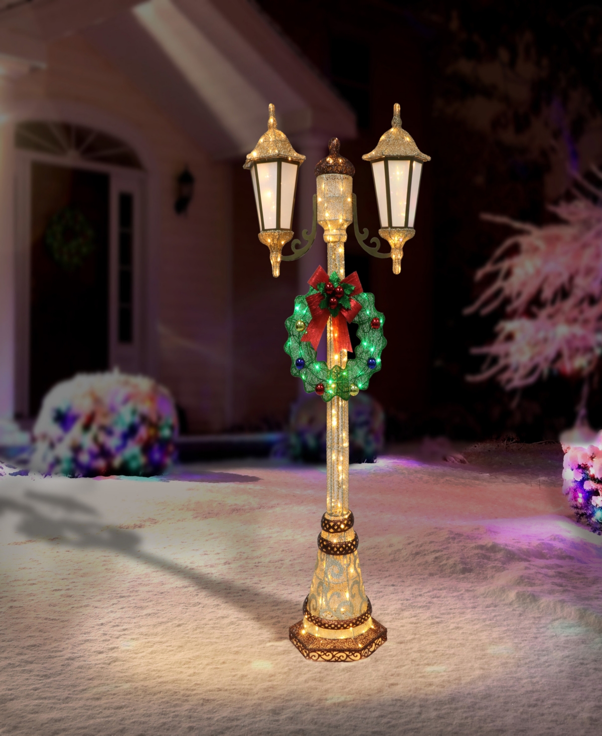 Puleo Lighted Outdoor Lamp Post 72 Inch In Gold
