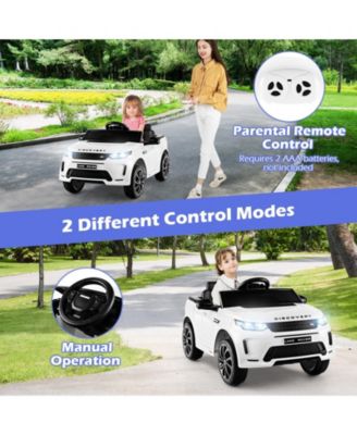 12V Kids Ride On Car with Remote Control Lockable Doors Slow Start System and LED Lights-White