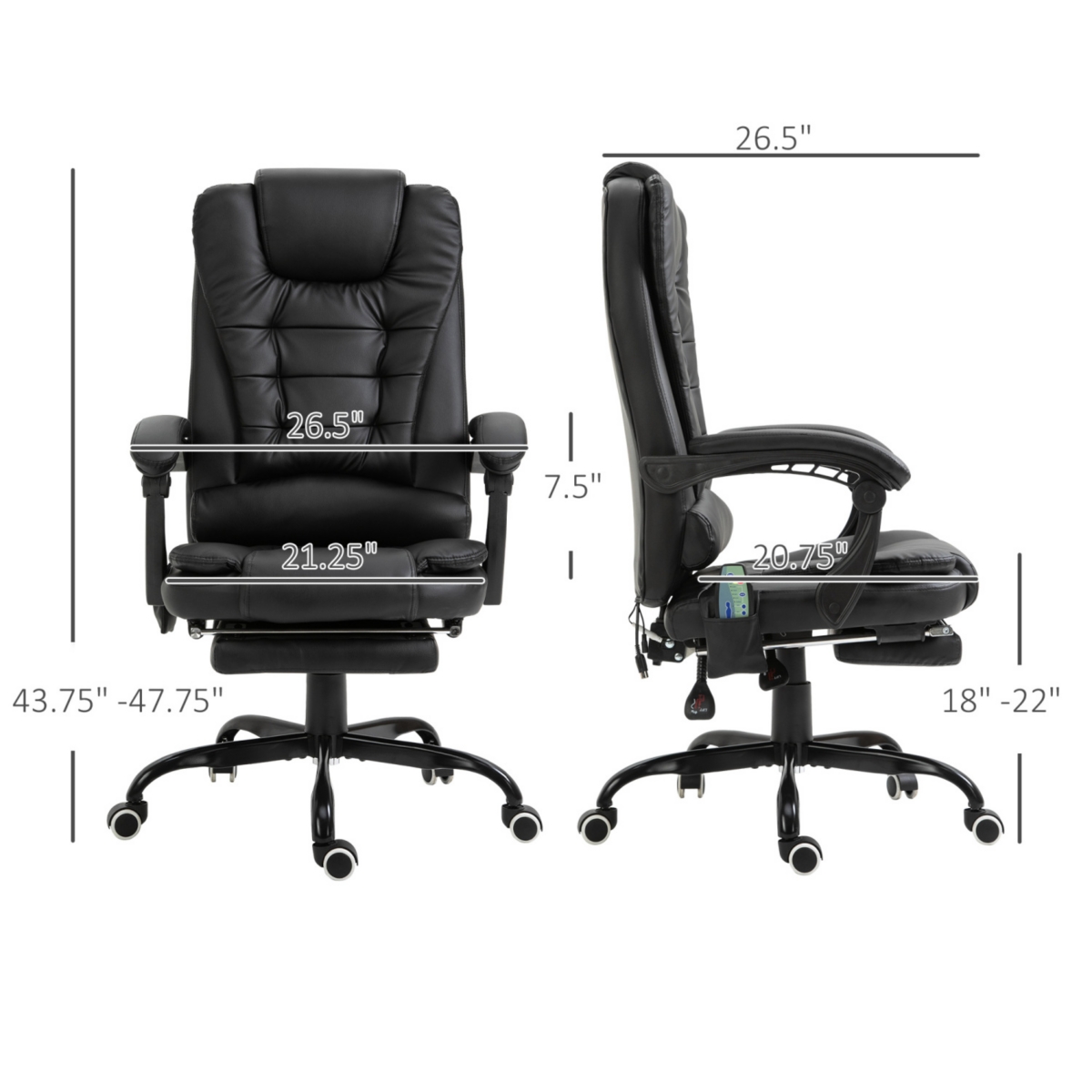 Streamdale Furniture 7-Point Vibrating Massage Office Chair, High Back Executive Recliner with Lumbar Support