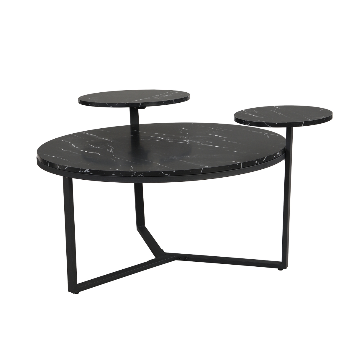 Streamdale Furniture Modern Coffee Table with Black Faux Marble and Tripod Base