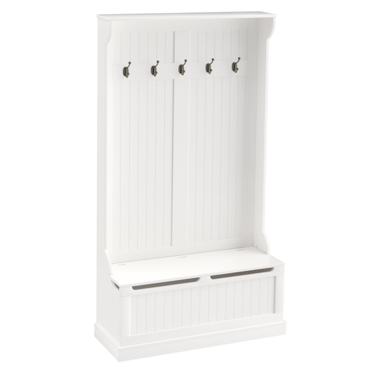 38&#x22; 3-in-1 Entryway Hall Tree with Bench, Hooks, and Shoe Rack - Cream white