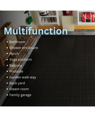 Black Interlocking Deck Tiles Waterproof, Strong, All-Weather